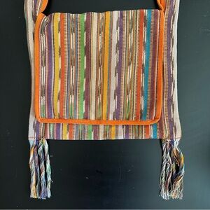 Share Handmade Multicolor Woven Cotton Hobo Sling Crossbody Bag Striped Pattern